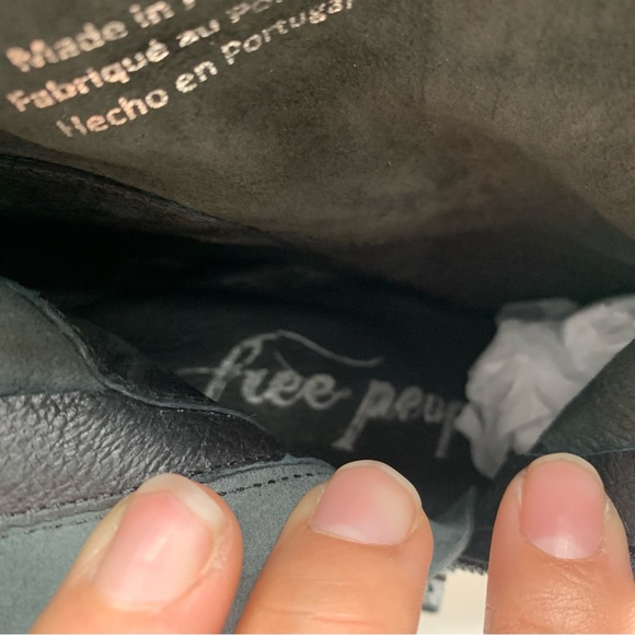 Free People Sienna Ankle Boot black leather heel square toe size 37 6-6.5 1516 - Picture 9 of 10